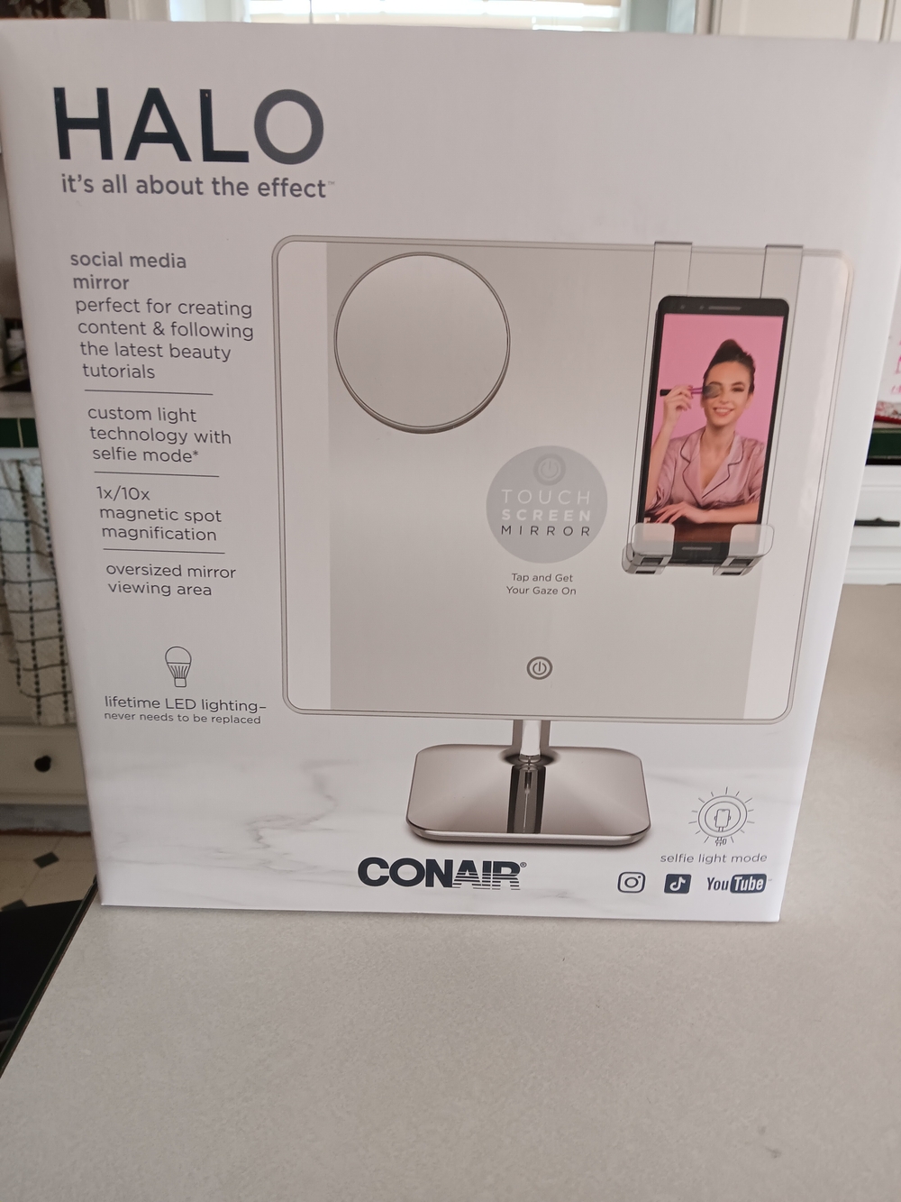 HALO Touch Screen Social Media Vanity Mirror in White